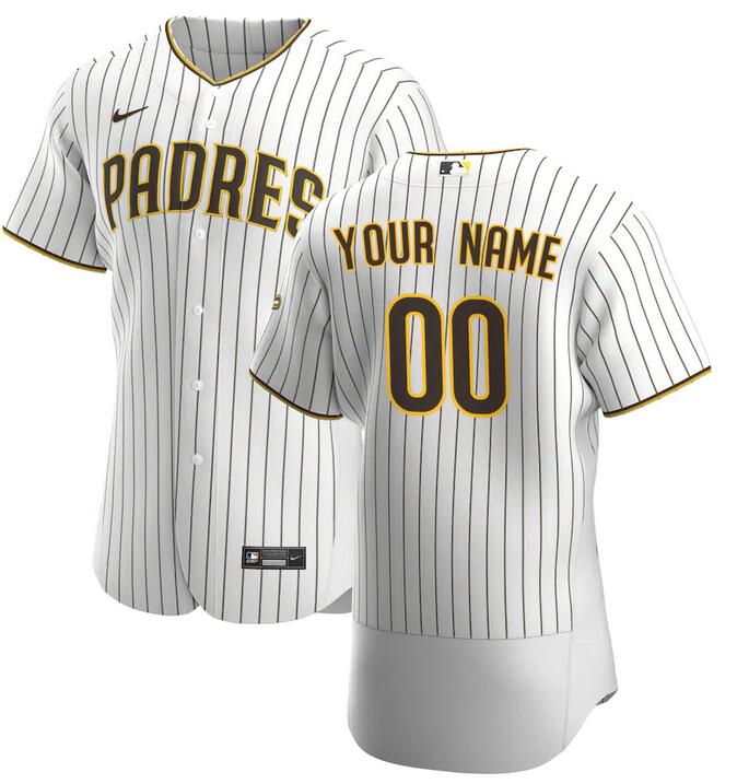 Men San Diego Padres Nike White Home Authentic Custom MLB Jersey->customized mlb jersey->Custom Jersey